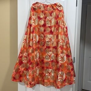 Cork and gold printed maxi skirt